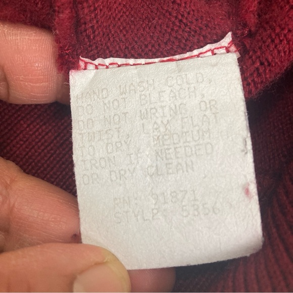 Vtg Norm Thompson Sweater Knit Grandpa Mens L Maroon Red Wool Blend  Y2K Retro - Picture 13 of 16
